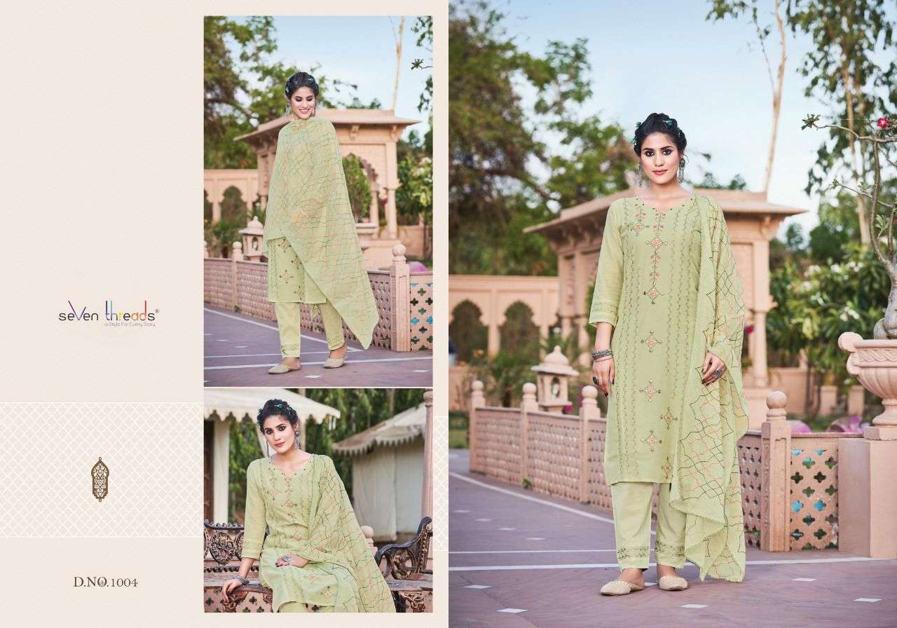Seven Threads-Sangini-Mull-Cotton-Embroidery-Hand-Mirror-Work-Kurti-Embroidery-Work-Pant-Kota-Checks-Cotton-Dupatta-1004